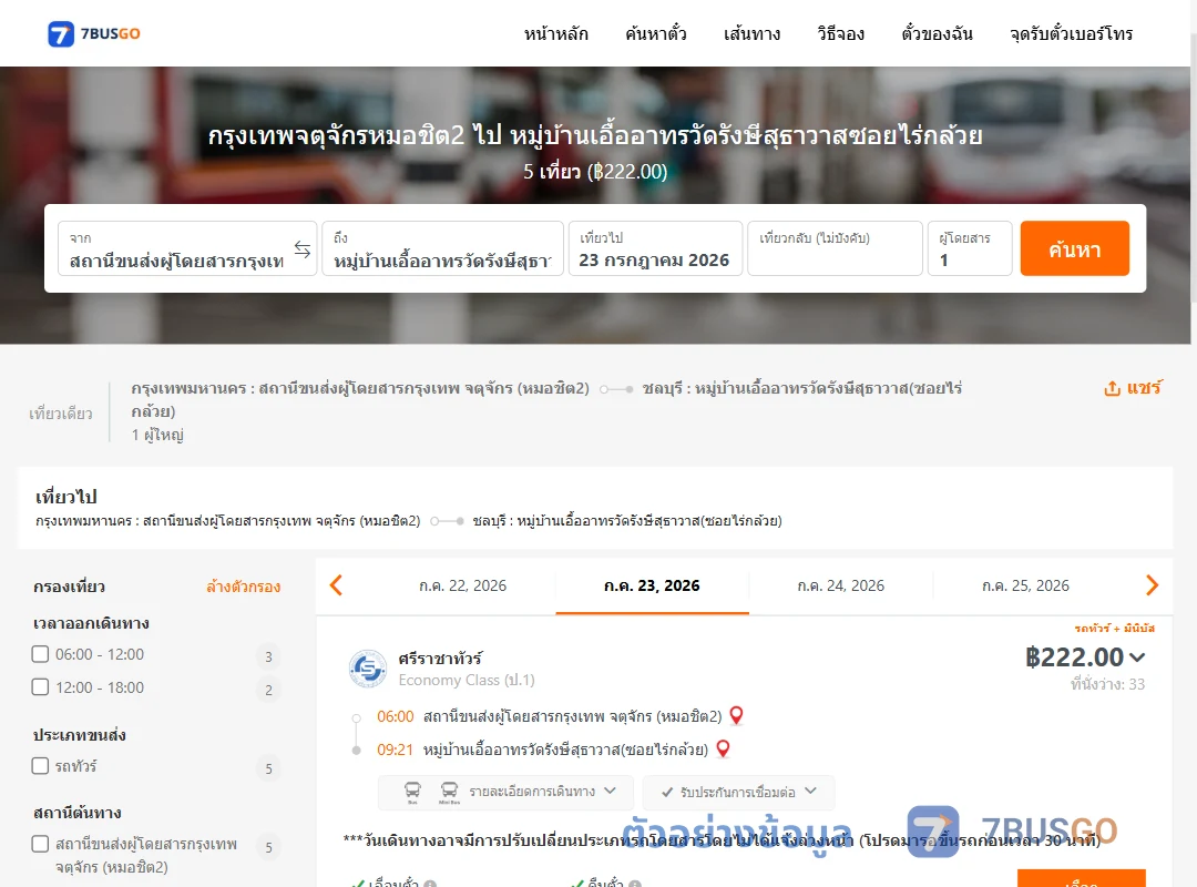 ตัวอย่างผลค้นหา หมอชิต2-หมู่บ้านเอื้ออาทรวัดรังษีสุธาวาสซอยไร่กล้วย