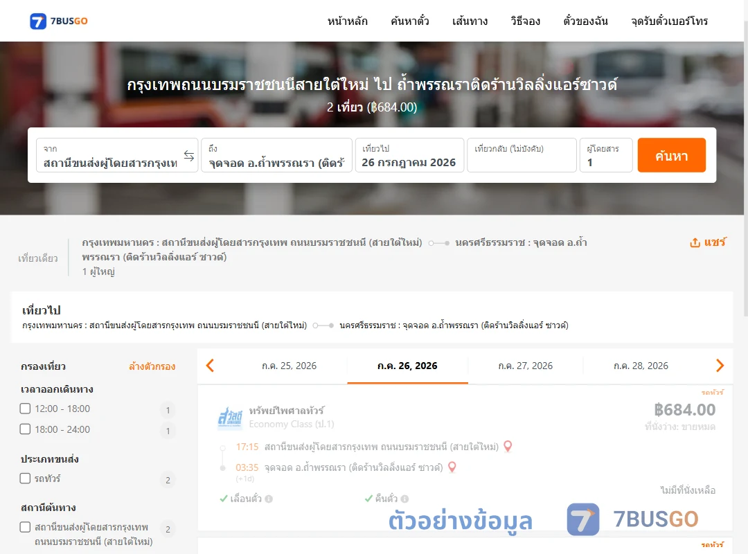 ตัวอย่างผลค้นหา สายใต้ใหม่-ถ้ำพรรณราติดร้านวิลลิ่งแอร์ซาวด์
