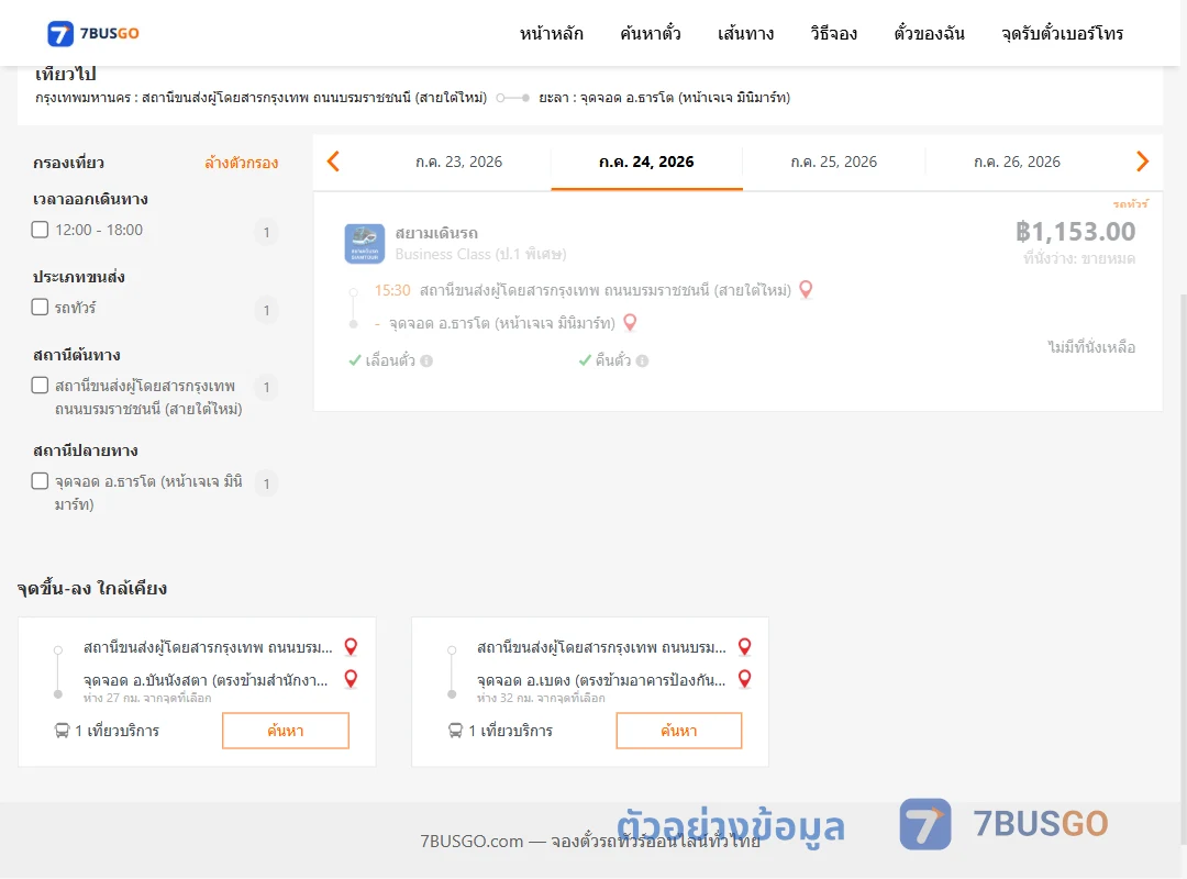 ตัวอย่างผลค้นหา สายใต้ใหม่-ธารโตหน้าเจเจมินิมาร์ท