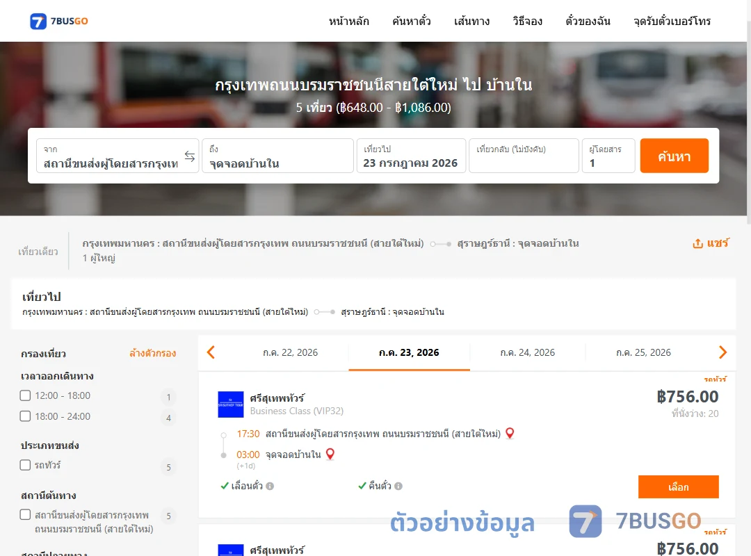 ตัวอย่างผลค้นหา สายใต้ใหม่-บ้านใน