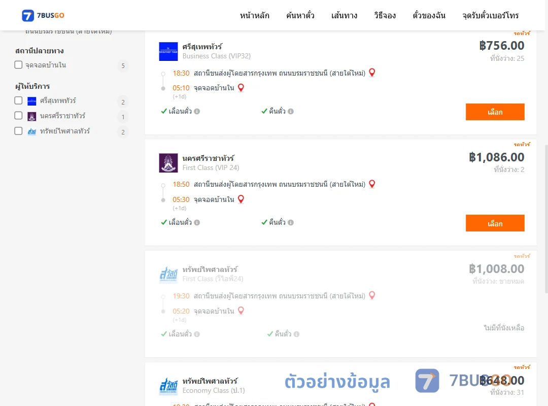 ตัวอย่างผลค้นหา สายใต้ใหม่-บ้านใน
