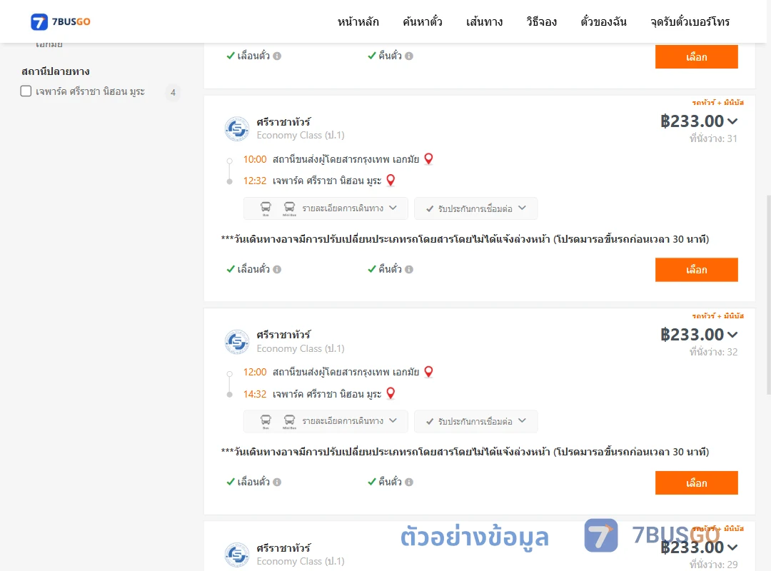 ตัวอย่างผลค้นหา เอกมัย-เจพาร์คศรีราชานิฮอนมูระ