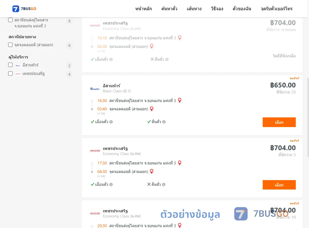 ตัวอย่างผลค้นหา ขอนแก่น-ดอยติ