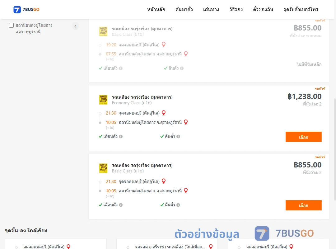 ตัวอย่างผลค้นหา ชลบุรีติดอู่วีเค-สุราษฎร์ธานี