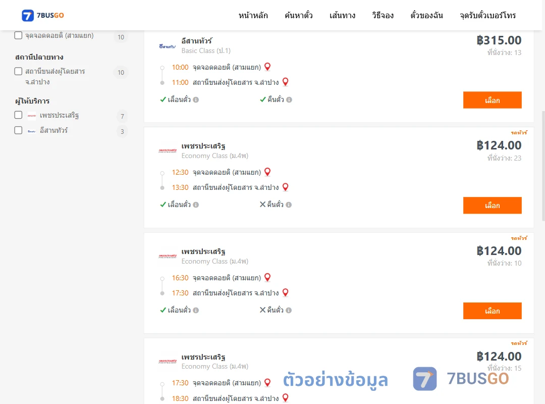 ตัวอย่างผลค้นหา ดอยติ-ลำปาง