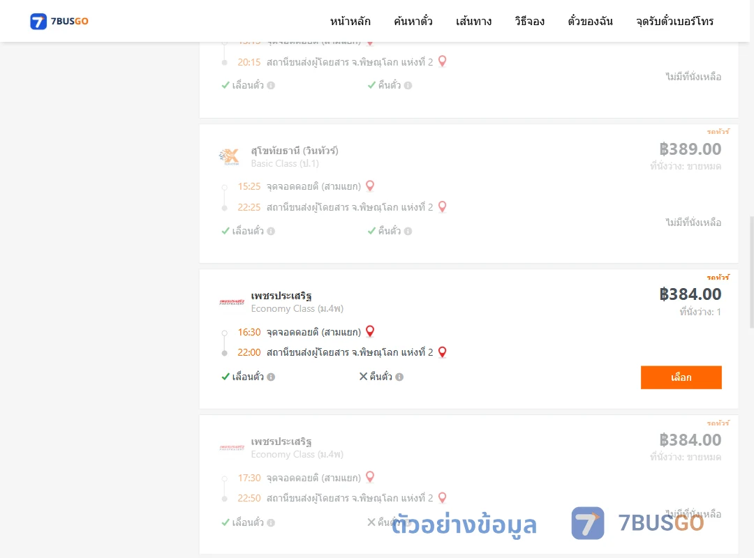 ตัวอย่างผลค้นหา ดอยติสามแยก-พิษณุโลกแห่งที่2