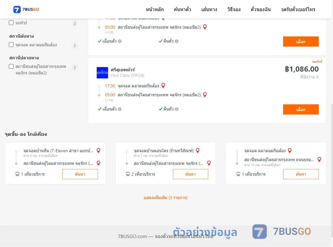 ตัวอย่างผลค้นหา ตลาดแม่กิมส้อง-หมอชิต2