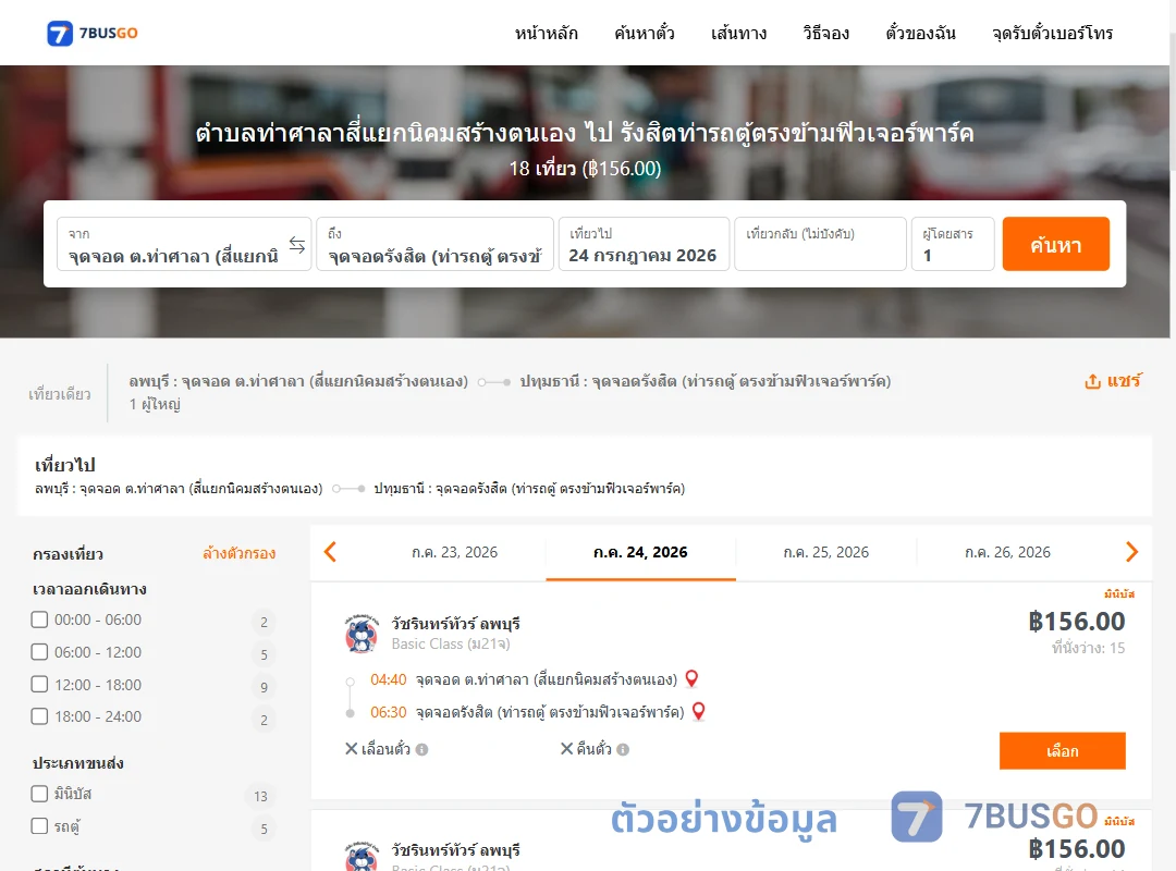 ตัวอย่างผลค้นหา ตำบลท่าศาลาสี่แยกนิคมสร้างตนเอง-รังสิต