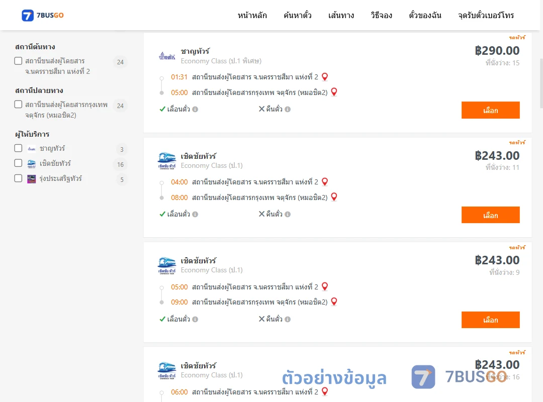 ตัวอย่างผลค้นหา นครราชสีมาแห่งที่2-กรุงเทพจตุจักร