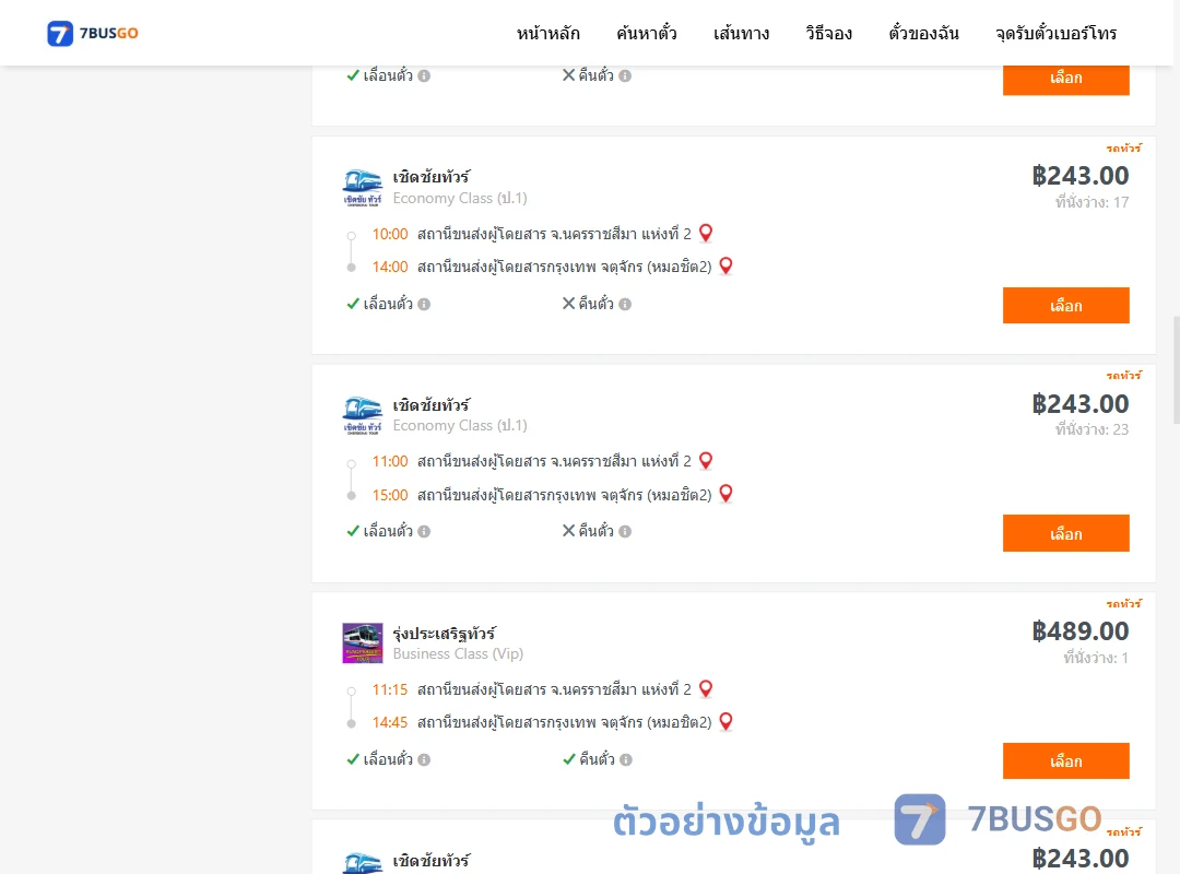 ตัวอย่างผลค้นหา นครราชสีมาแห่งที่2-กรุงเทพจตุจักร