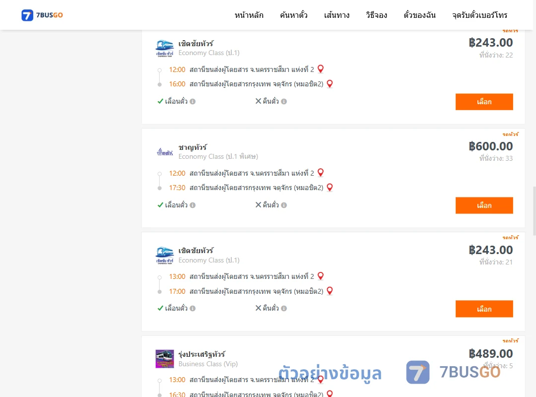 ตัวอย่างผลค้นหา นครราชสีมาแห่งที่2-กรุงเทพจตุจักร