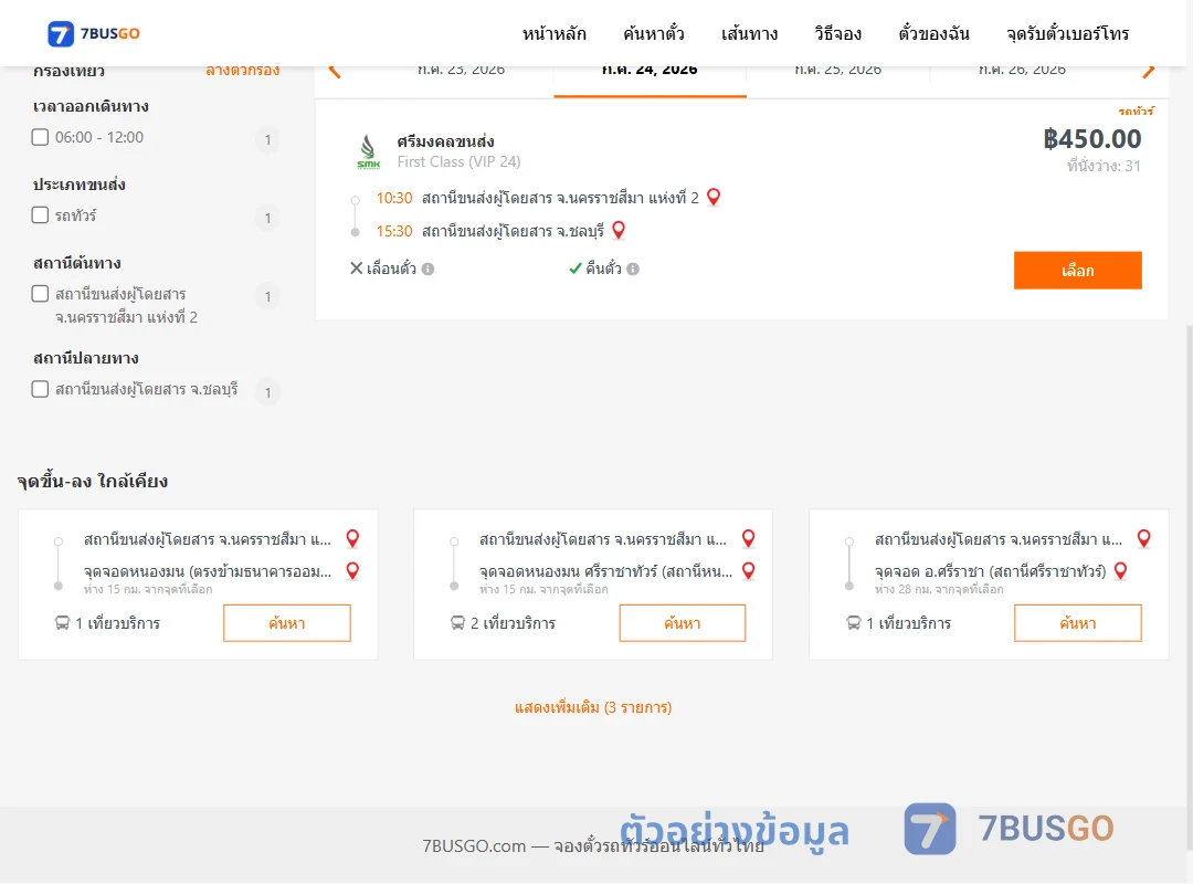 ตัวอย่างผลค้นหา นครราชสีมาแห่งที่2-ชลบุรี