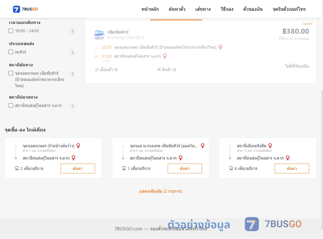 ตัวอย่างผลค้นหา นวนคร-ตาก