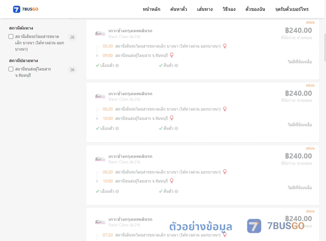ตัวอย่างผลค้นหา บางนาใต้ทางด่วนแยกบางนา-จันทบุรี