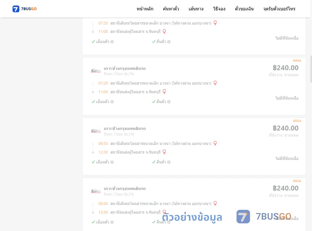 ตัวอย่างผลค้นหา บางนาใต้ทางด่วนแยกบางนา-จันทบุรี