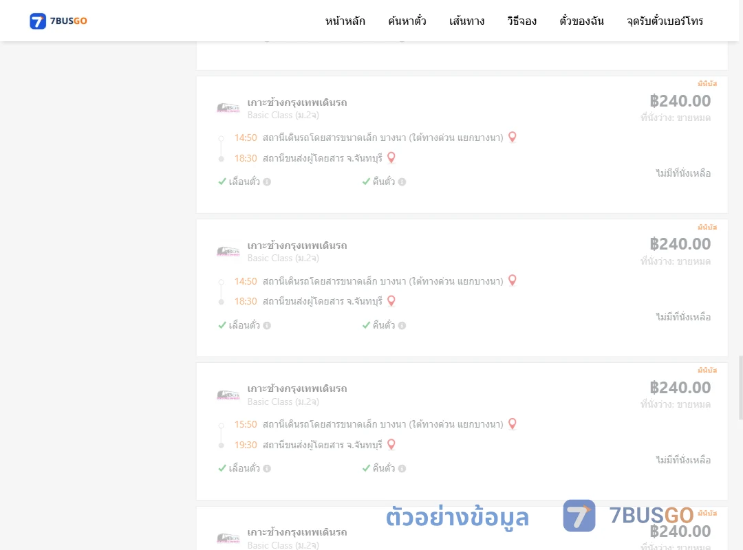 ตัวอย่างผลค้นหา บางนาใต้ทางด่วนแยกบางนา-จันทบุรี