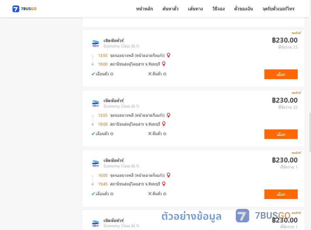 ตัวอย่างผลค้นหา บางพลีหน้าตลาดกิ่งแก้ว-จันทบุรี