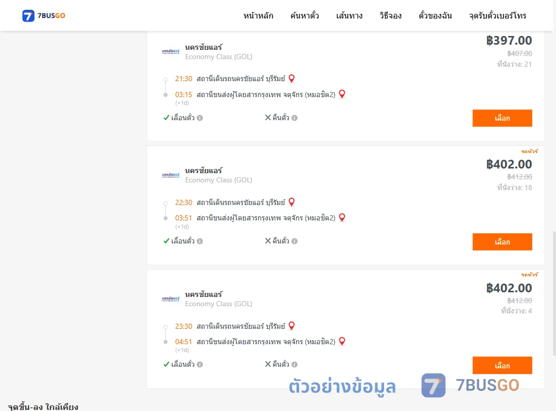 ตัวอย่างผลค้นหา บุรีรัมย์-หมอชิต2