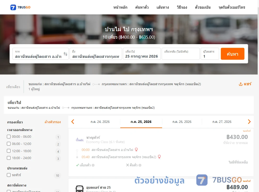 ตัวอย่างผลค้นหา บ้านไผ่-กรุงเทพฯ