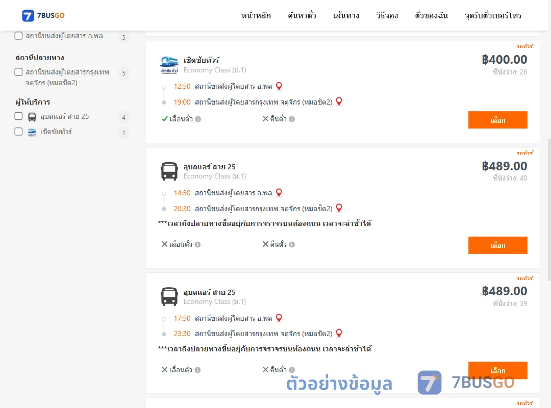 ตัวอย่างผลค้นหา พล-กรุงเทพฯ