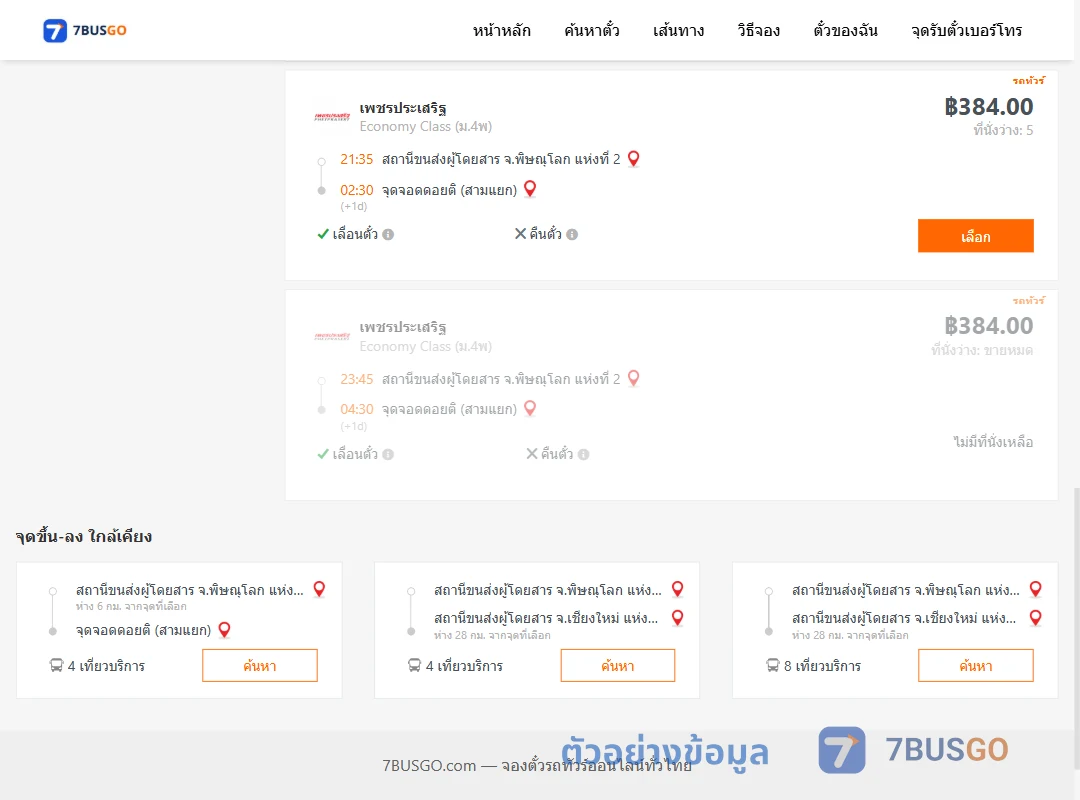ตัวอย่างผลค้นหา พิษณุโลกแห่งที่2-ดอยติสามแยก
