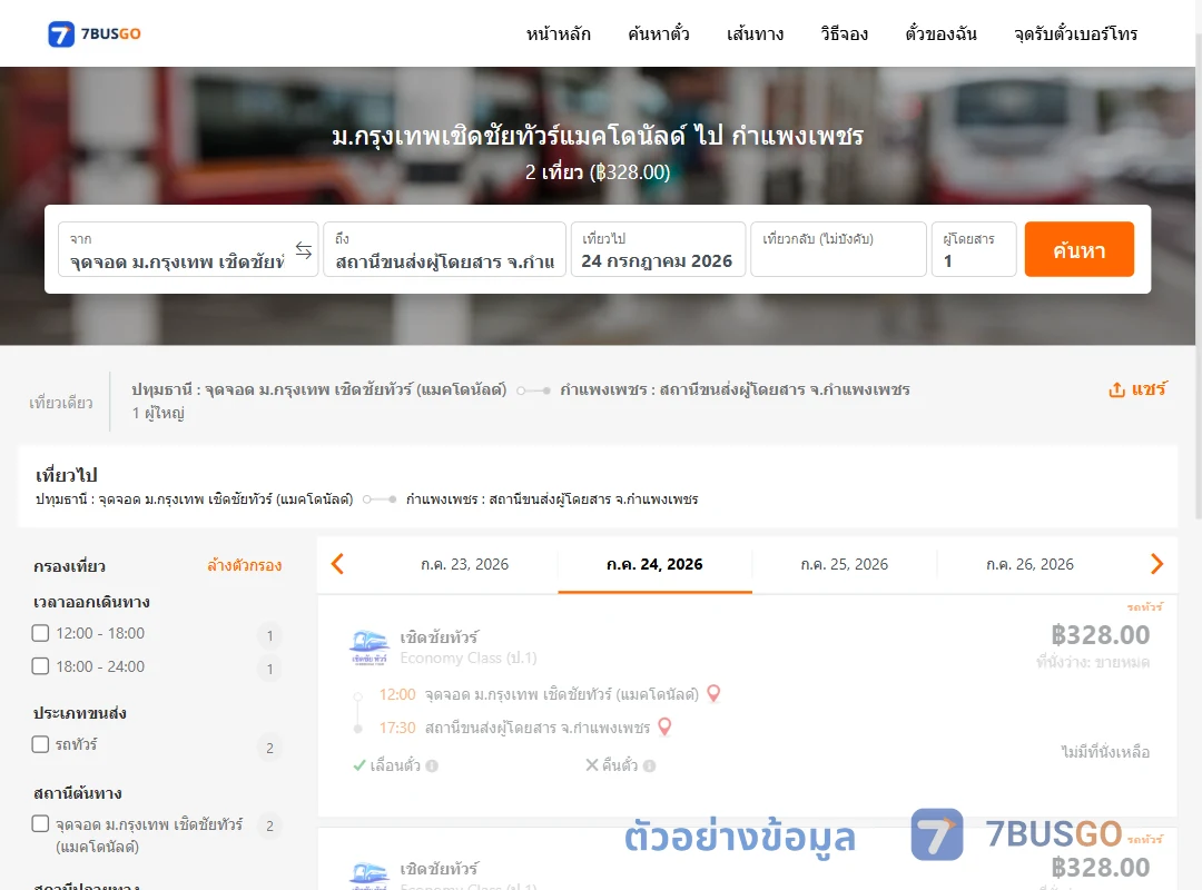 ตัวอย่างผลค้นหา ม.กรุงเทพเชิดชัยทัวร์แมคโดนัลด์-กำแพงเพชร