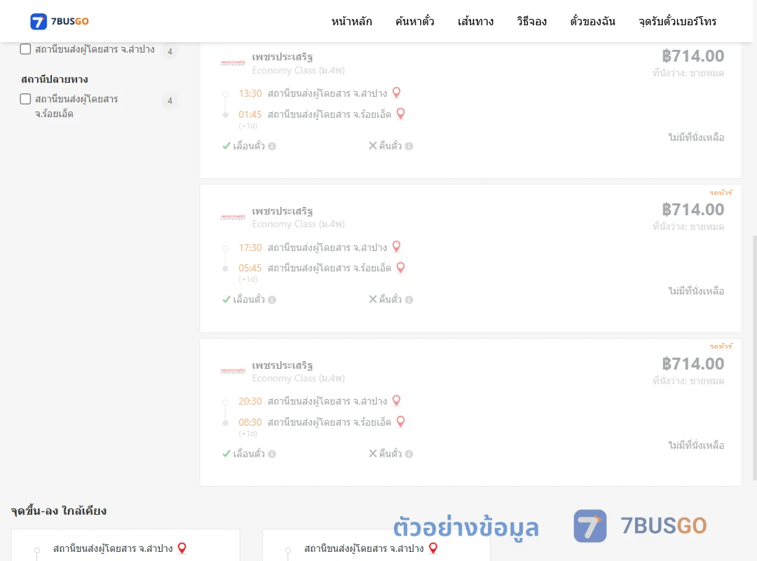 ตัวอย่างผลค้นหา ลำปาง-ร้อยเอ็ด
