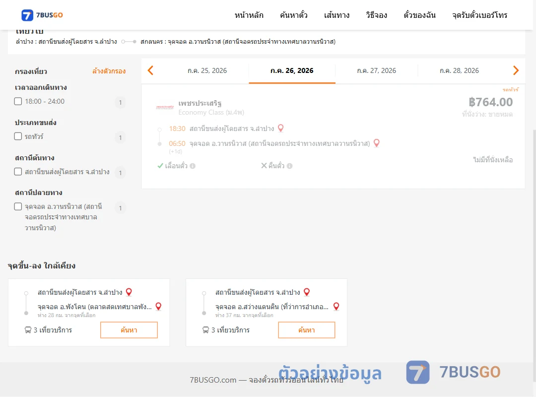 ตัวอย่างผลค้นหา ลำปาง-วานรนิวาส