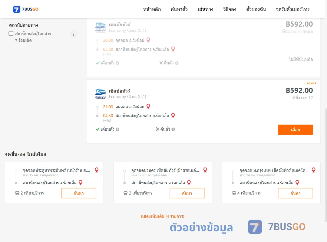 ตัวอย่างผลค้นหา วังน้อย-ร้อยเอ็ด