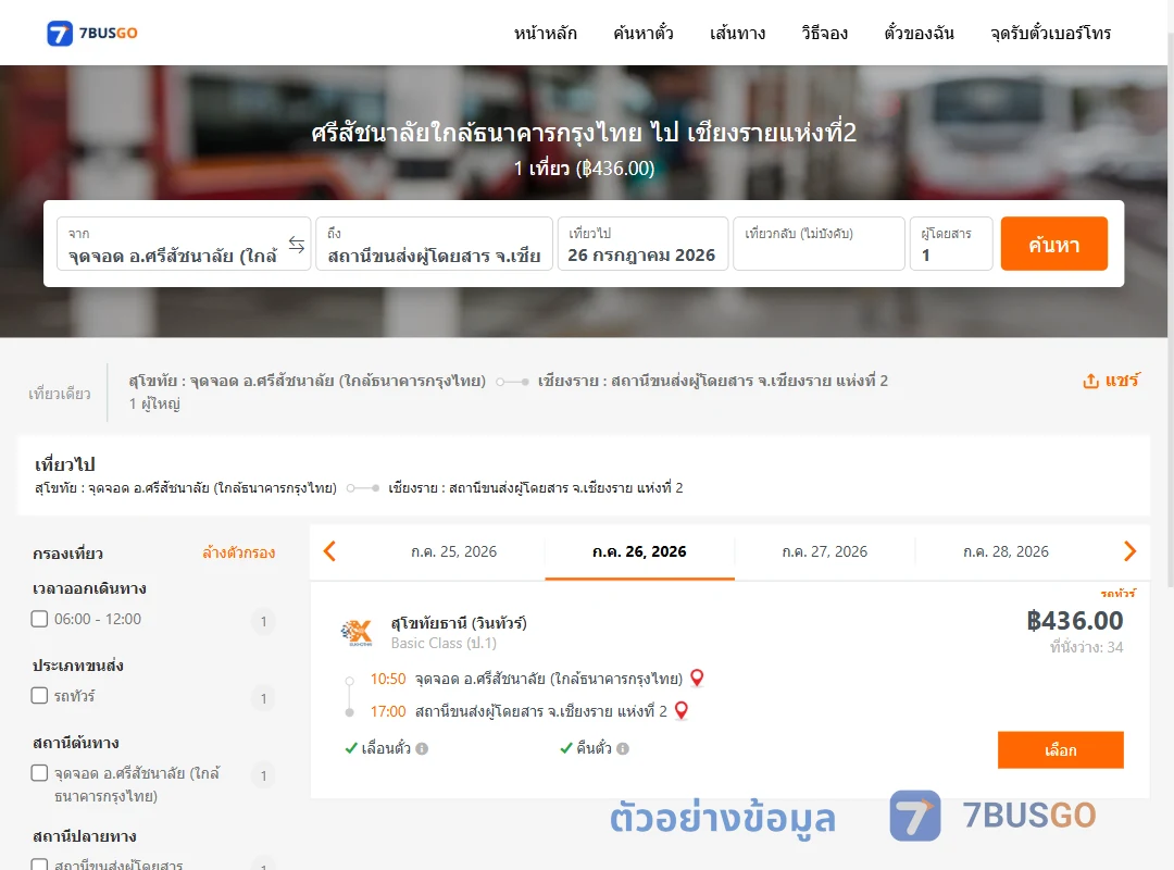 ตัวอย่างผลค้นหา ศรีสัชนาลัยใกล้ธนาคารกรุงไทย-เชียงรายแห่งที่2