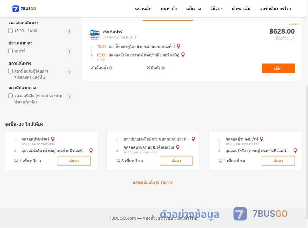 ตัวอย่างผลค้นหา สกลนครแห่งที่2-รังสิต