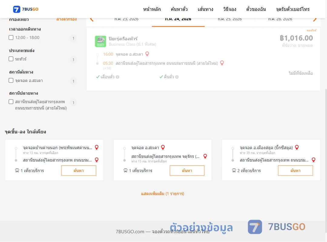 ตัวอย่างผลค้นหา สะเดา-สายใต้ใหม่