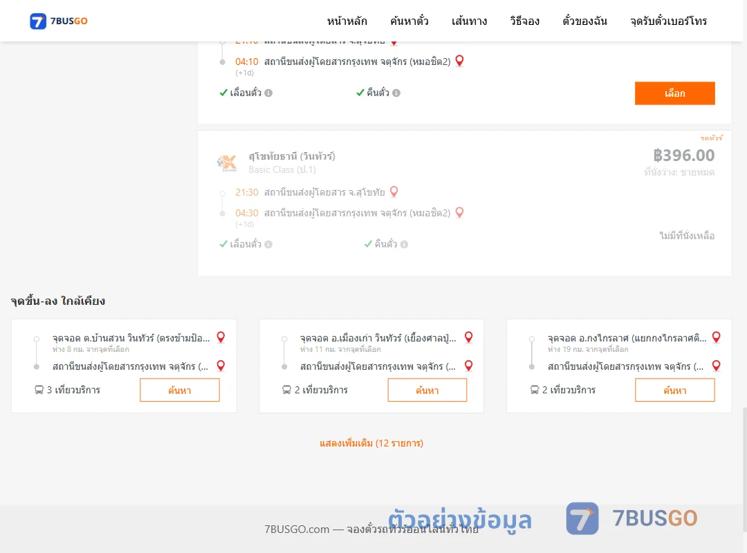 ตัวอย่างผลค้นหา สุโขทัย-กรุงเทพฯ
