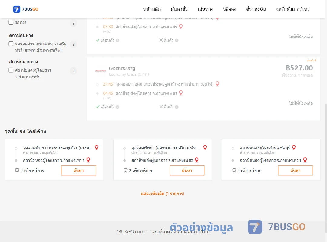 ตัวอย่างผลค้นหา อ่าวอุดม-กำแพงเพชร