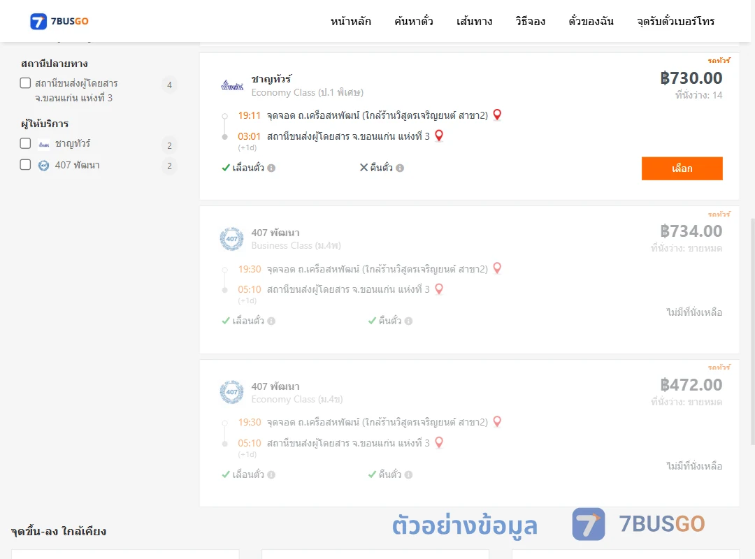 ตัวอย่างผลค้นหา เครือสหพัฒน์-ขอนแก่น