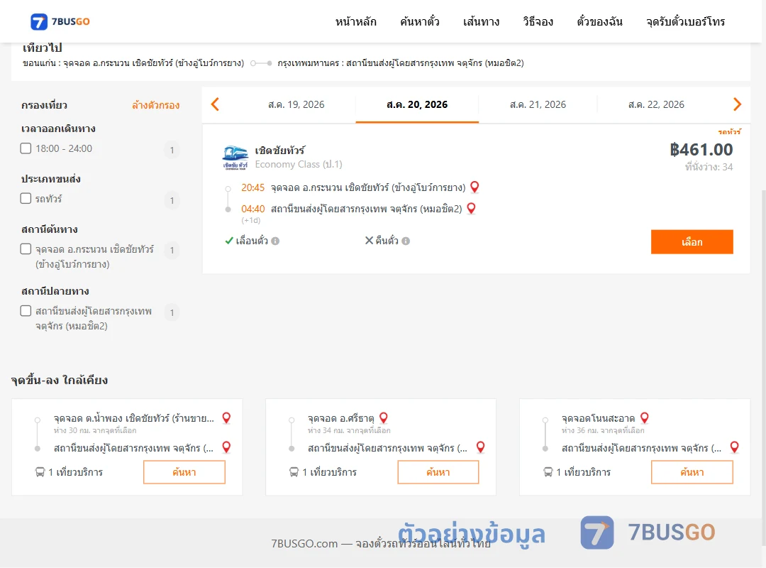 ตัวอย่างผลค้นหา กระนวน-หมอชิต2