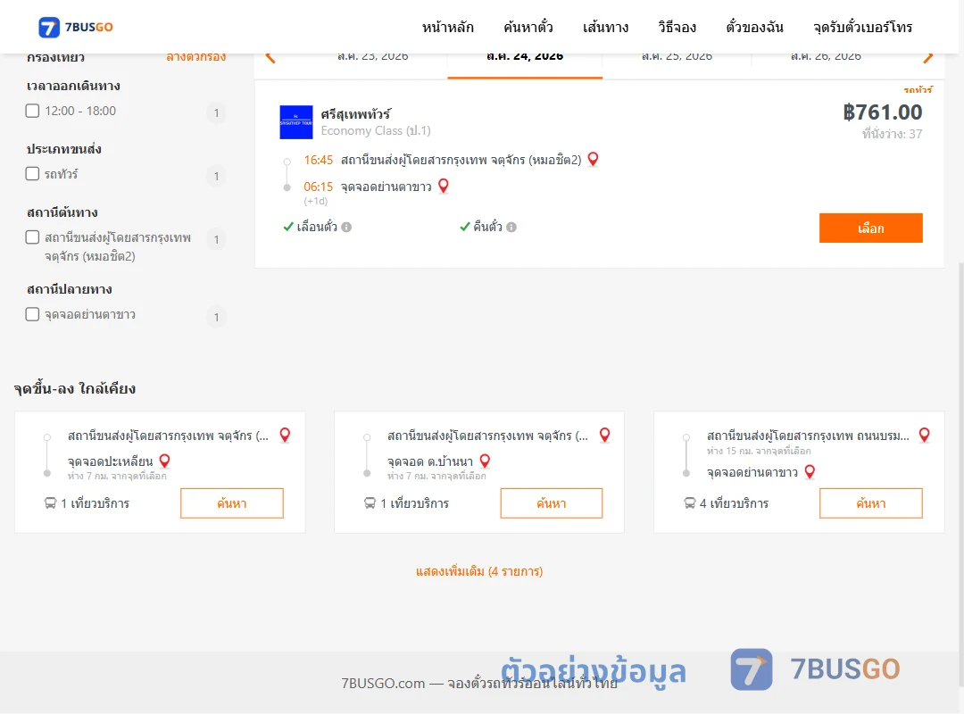 ตัวอย่างผลค้นหา กรุงเทพ-ย่านตาขาว