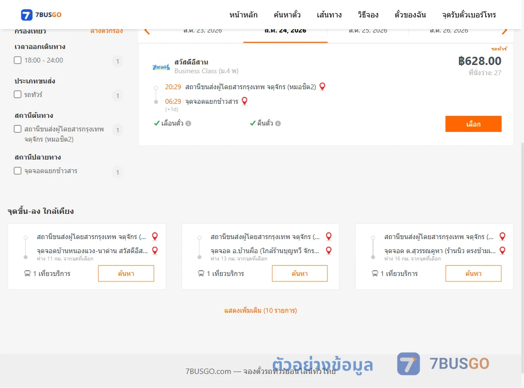 ตัวอย่างผลค้นหา กรุงเทพ-แยกข้าวสาร