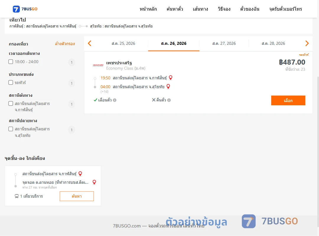 ตัวอย่างผลค้นหา กาฬสินธุ์-สุโขทัย