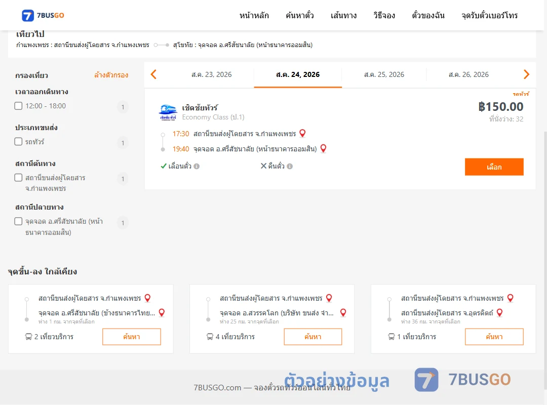 ตัวอย่างผลค้นหา กำแพงเพชร-ศรีสัชนาลัย