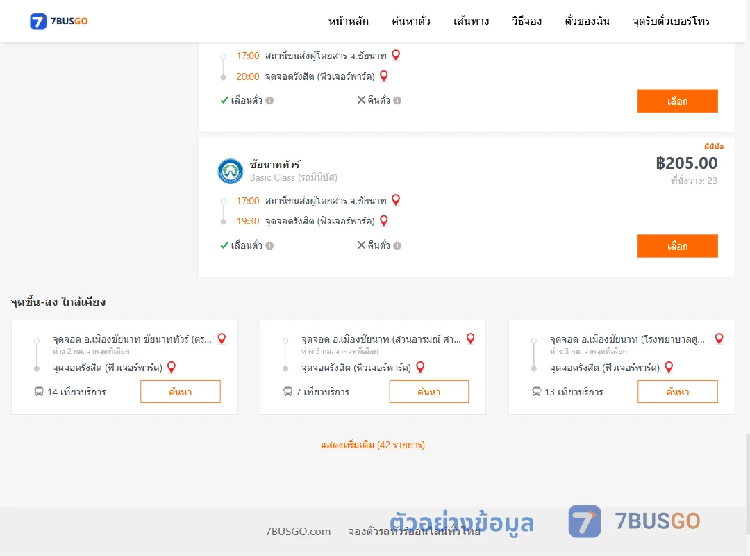 ตัวอย่างผลค้นหา ชัยนาท-กรุงเทพ