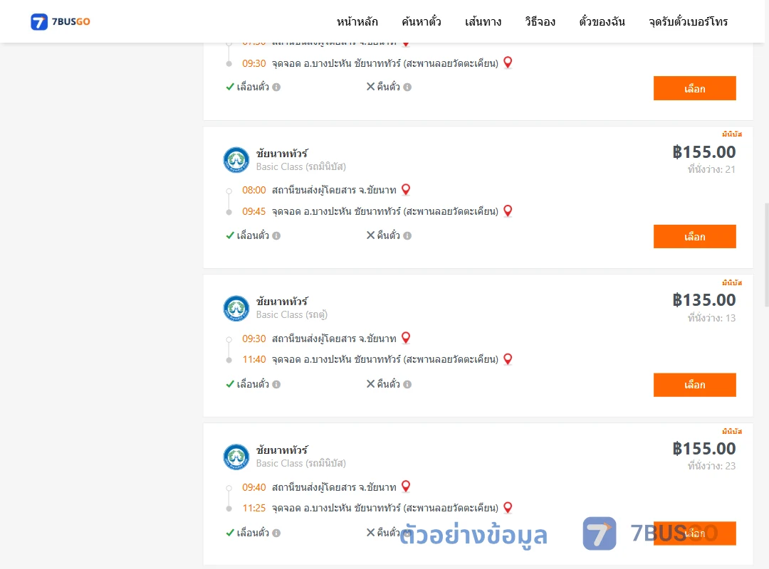ตัวอย่างผลค้นหา ชัยนาท-บางปะหัน