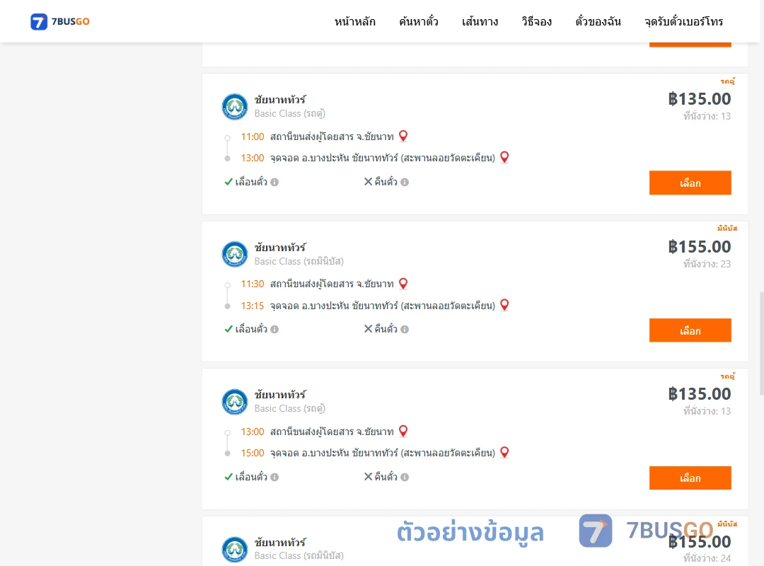 ตัวอย่างผลค้นหา ชัยนาท-บางปะหัน