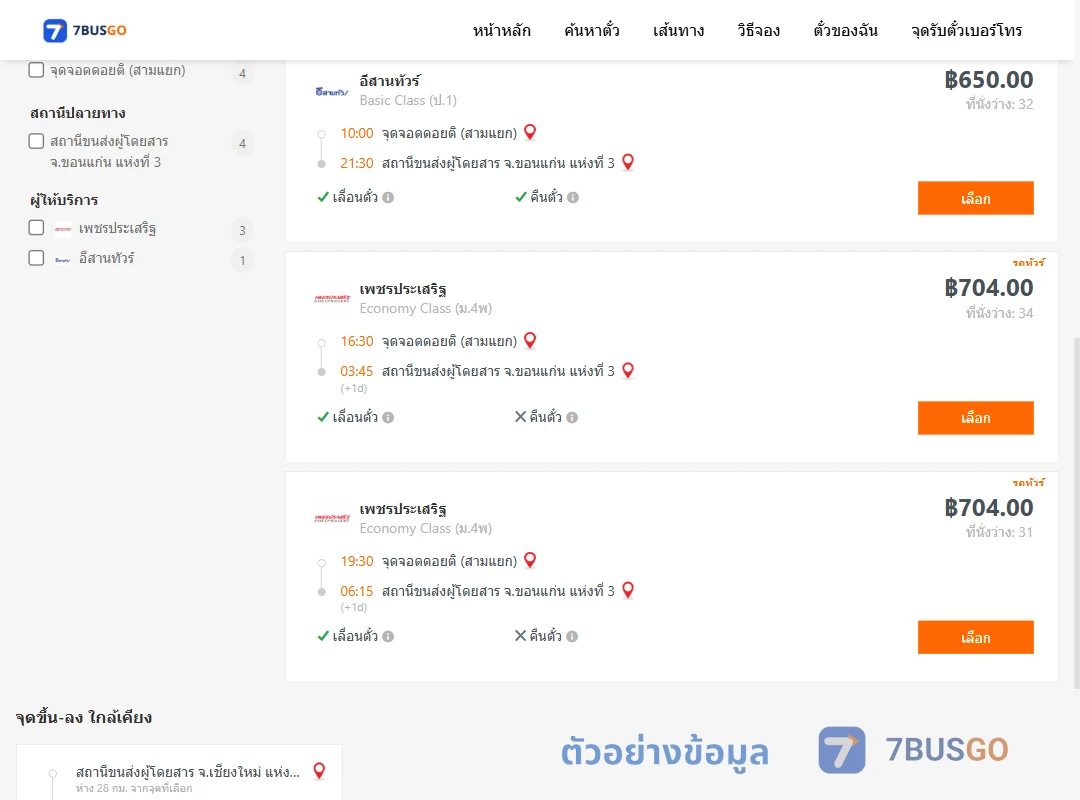 ตัวอย่างผลค้นหา ดอยติ-ขอนแก่น