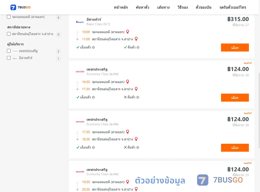 ตัวอย่างผลค้นหา ดอยติ-ลำปาง