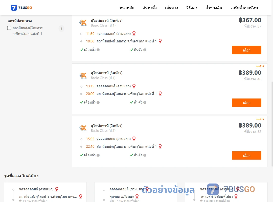 ตัวอย่างผลค้นหา ดอยติสามแยก-พิษณุโลก1