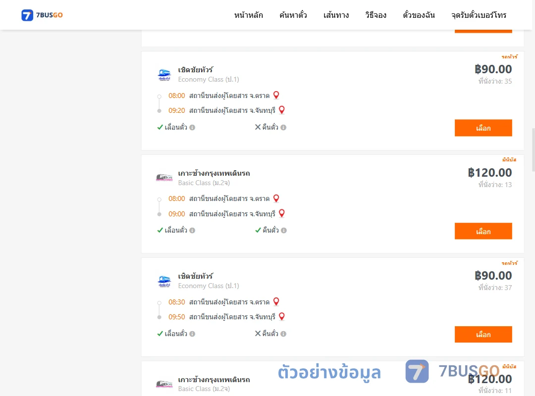 ตัวอย่างผลค้นหา ตราด-จันทบุรี