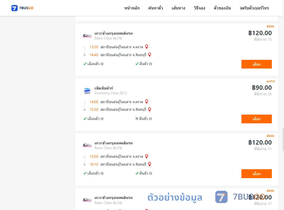 ตัวอย่างผลค้นหา ตราด-จันทบุรี