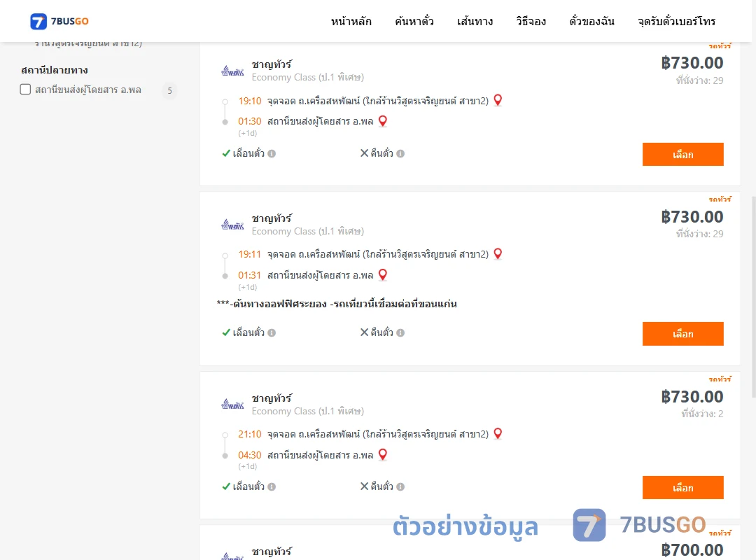 ตัวอย่างผลค้นหา ถ.เครือสหพัฒน์-พล