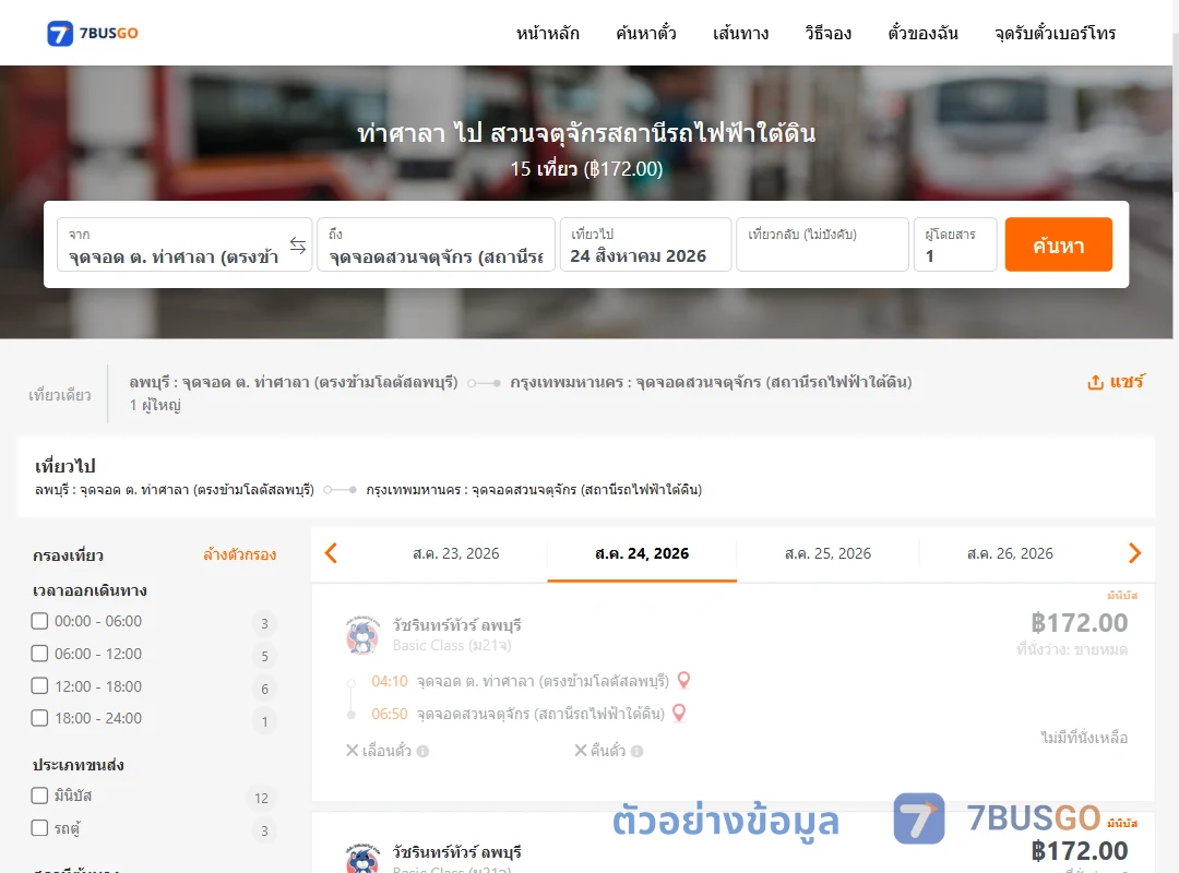ตัวอย่างผลค้นหา ท่าศาลา-สวนจตุจักรสถานีรถไฟฟ้าใต้ดิน
